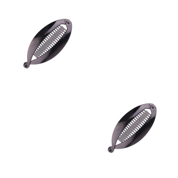 Qarigey Pinza de plátano elegante y funcional para cualquier ocasión Simple y de moda Se puede recortar y rizar verticalmente Negro brillante negro brillante tamaño pequeño-9.5cm 2Conjunto