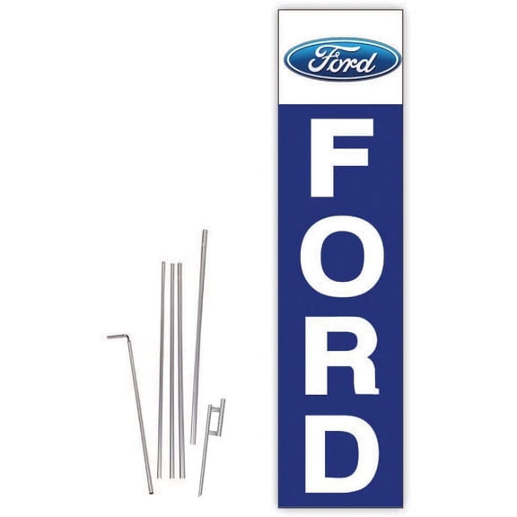 Cobb Promo Ford Blue Rectangle Boomer Flag with Complete 15ft Pole kit and Ground Spike