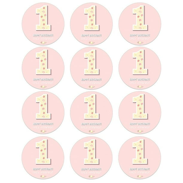 Pegatinas de cumpleaños de 1 año para niño y niña, decoraciones para fiesta de primer cumpleaños, conjunto de fiesta de Baby Shower azul y rosa, decoración de fiesta de aniversario para niños