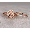 thumbnail image 2 of 1.50 carat Real Morganite & Moissanite Wedding Bridal Ring Set One Engagement Ring & Wedding Band with 18k Gold Plating, 2 of 3