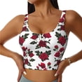 thumbnail image 1 of Fotbe Rose Flowers Sujetador Deportivo Largo sin Aros para Mujer con Almohadillas y Soporte Medio, Transpirable y Absorbente, Camiseta Tipo Chaleco o Tank Top-XX-Large, 1 of 8