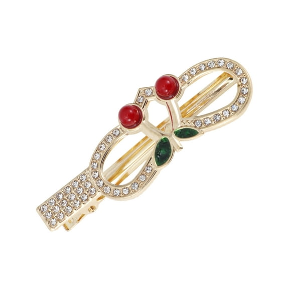 Unique Bargains 1 Pc Heart Cherry Hair Clips for Home Gold Tone Red