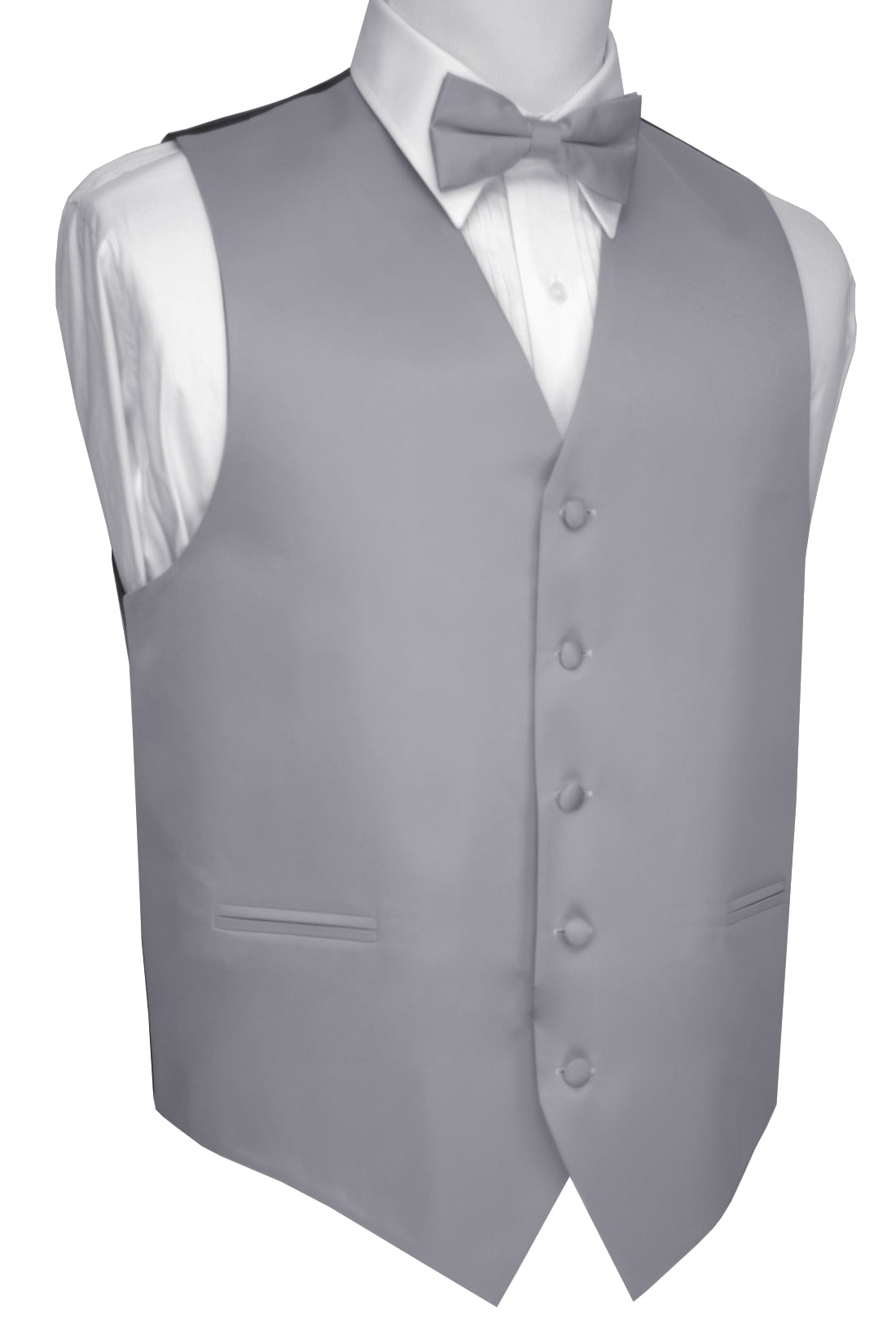 New formal men's tuxedo vest waistcoat & bowtie horizontal stripes prom white 