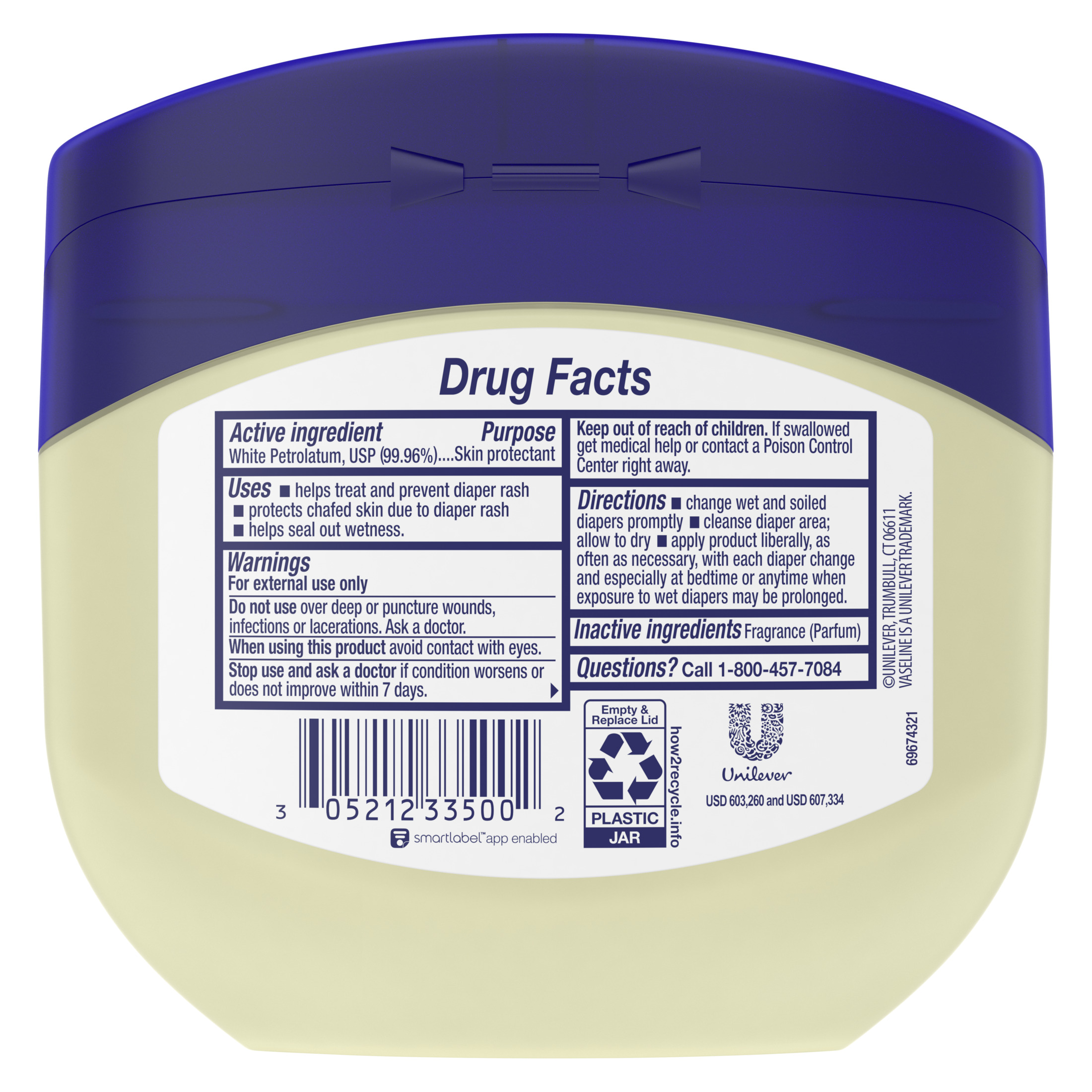 Vaseline Hypoallergenic Baby Oil Diaper Rash Cream Healing Petroleum Jelly, 13 oz - image 7 of 9