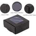 thumbnail image 3 of Paquete de 100 cajas de regalo Kraft con ventana transparente - Caja de embalaje negra de 2,5 x 2,5 x 1,2 pulgadas para bodas, cumpleaños y recuerdos de fiesta., 3 of 6