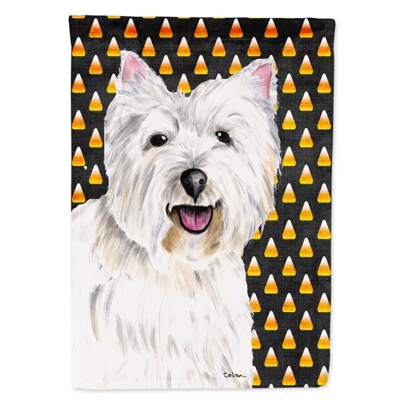 Westie Candy Corn Halloween Portrait Flag Canvas House Size