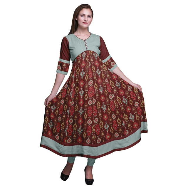 Bimba Kurtis Indiennes pour Femmes Imprimées, Kurti Anarkali Ligne A, Robe Décontractée