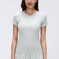 thumbnail image 4 of Uootdi Womens Tops Short Sleeve Crewneck Seamless Knit Slim Fit Stretchy Athletic Workout Gym Activewear Tees Gift, 4 of 9