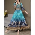 thumbnail image 2 of MORTTIC Women's Bohemian Paisley Print Maxi Dress, Square Neck Embroidered 3/4 Sleeve Flowy Party Dress, 2 of 8