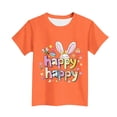 thumbnail image 5 of Toddler Easter Clothes Easter Bunny Egg Print Short Sleeved Printed T-shirt Round Neck Casual Kids 3-15Y Orange 130, 5 of 5
