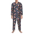 thumbnail image 3 of Fuzoiu Christmas Bunny A Print Men's Long-Sleeved Pajama,Lounge Button Down Nightwear,Mens Notch Collar Pajama Set -Large, 3 of 7