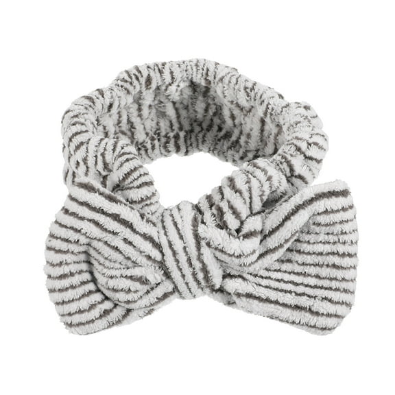 Striped Bowknot Makeup Headband for Shower, Spa, and Facial Washing - Soft and Comfortable Hairband