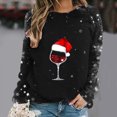 thumbnail image 2 of Blouses pour Femmes, Hauts de Noël pour Femmes, Mode Féminine de Noël Décontractée Imprimée Col Rond Manches Longues Chandail Blouse, 2 of 4
