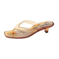thumbnail image 2 of Women's Clear Jelly Shoes Low Kitten Heel Sandals Flip Flops Square Toe Transparent Outdoor Trendy Dressy Casual Beach Summer Vacation, 37, 2 of 9