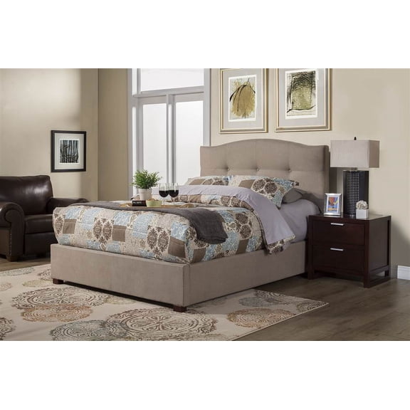 Alpine Furniture Amanda Upholstered Platform Bed, Multiple Sizes