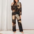 thumbnail image 2 of Vsdgher Sky Sunset Bronze Dragon Pajamas Set Long Sleeve Sleepwear Womens Button Down Nightwear Pj Sets-Small, 2 of 7