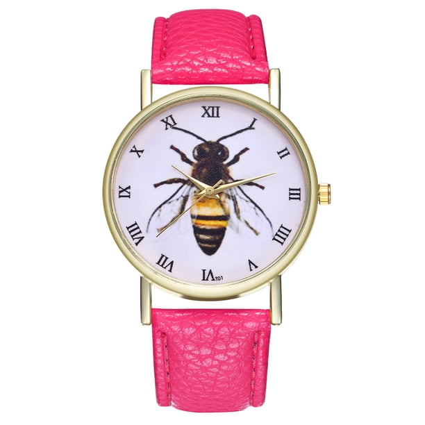Reloj de cuero de insecto de abeja de la vendimia para mujeres Reloj de hombre Ideas de regalo zhoulianfa Mirar