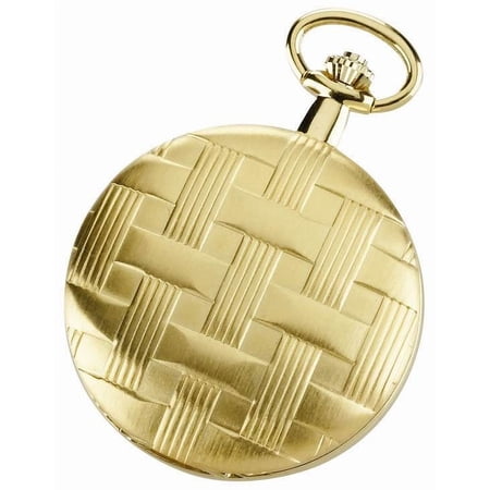 Charles Hubert Gold Finish Brass Basketweave Pocket Watch XWA3362