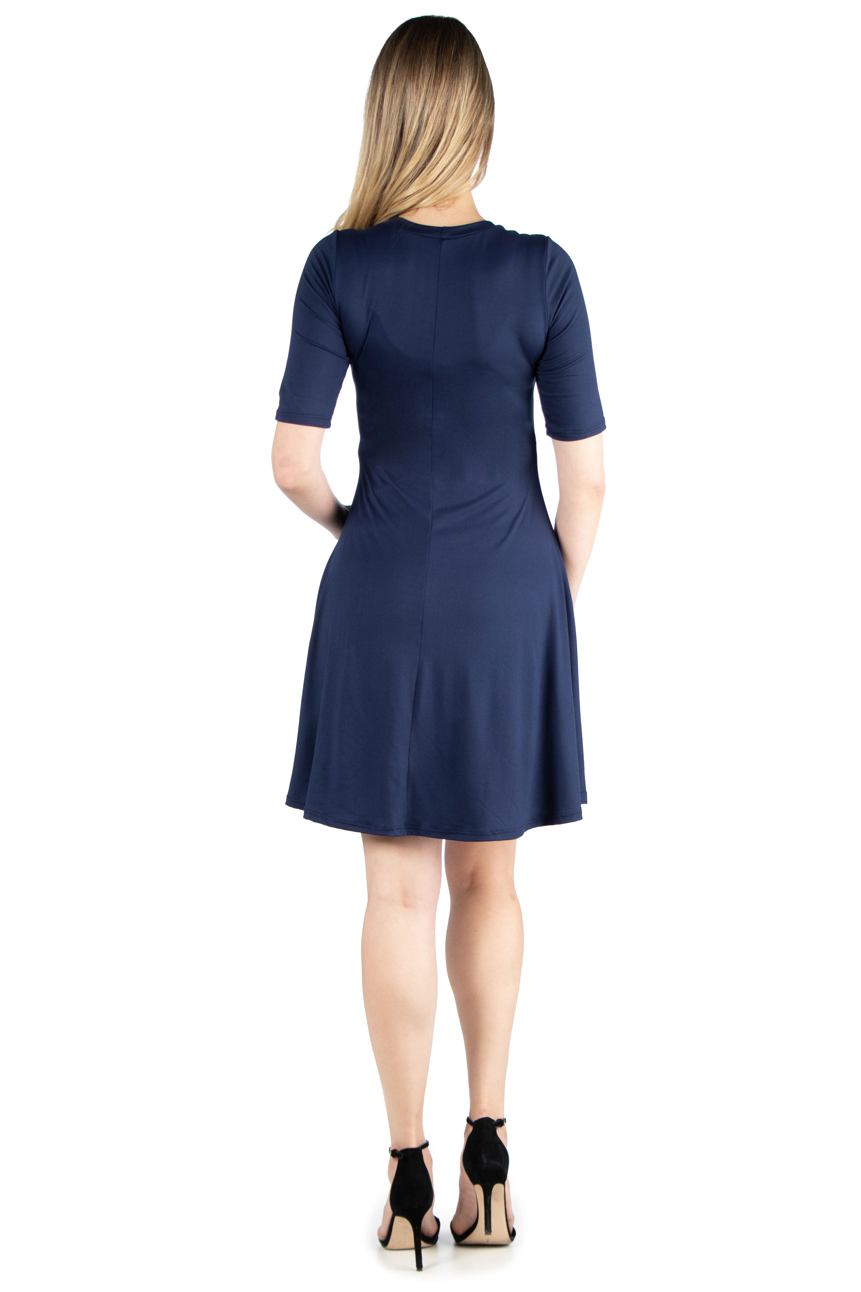 24seven Comfort Appare Elbow Sleeve Maternity Knee Length Dress