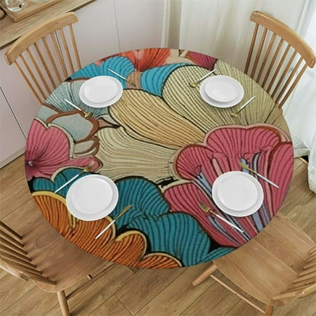 

BCIIG Flowers Round Tablecloth - Stain Resistant Washable - Ideal for Indoor Outdoor Dining Kitchen Parties - Full Width Single-Sided Printing - Great for Home Decor - Various Sizes Available