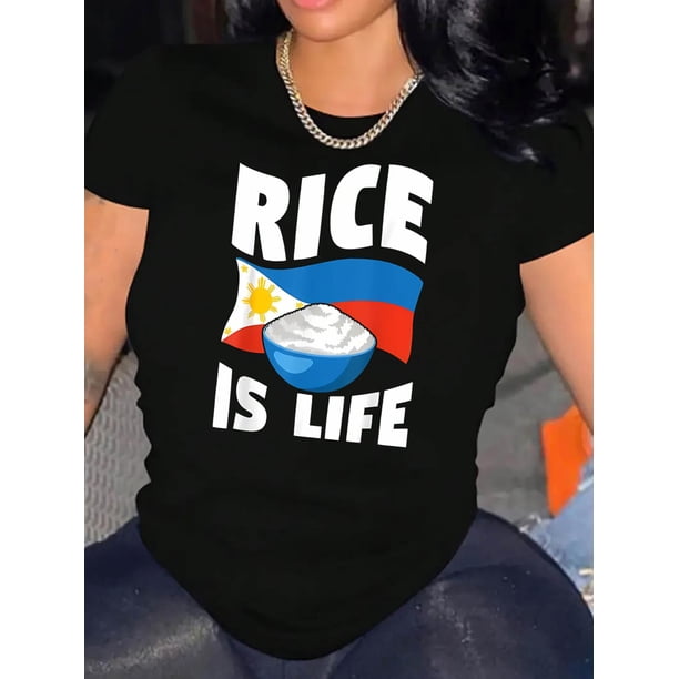 Creative Flag Rice Pattern Printed Women'S Fashion Trendy Round Neck Short Sleeve, Simple Casual Sports T-Shirt, Comfortable Summer Top for Women During Holidays.