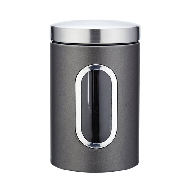Yuarrent Recipiente de cocina de acero inoxidable, 1 unidad, recipientes de almacenamiento de azúcar, comida, té, café, dulces, con botellas de Teteras negro Yuarrent HA003117-02B