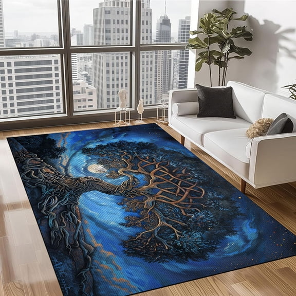 Celtic Tree of Life Rug Carpet Viking Tree of Life Door Mat Area Rug Celtic Mat Decorative Area Rug Machine Washable Foam Norse Irish Living Room Decor Kitchen Bed Room Rugs Area Rugs