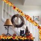 thumbnail image 4 of Corona otoñal para puerta de entrada con luces LED - 180 cm (70,87") Decoración de pared de ratán multicolor, calabaza, girasol y estilo rústico para Halloween, ideal para interiores y exteriores., 4 of 7