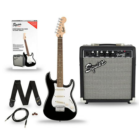 Squier Stratocaster Pack SS (Short-Scale) Electric Guitar with Fender Frontman 10G Combo (Best Value Fender Stratocaster)