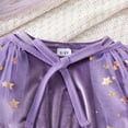 thumbnail image 4 of Placlothes Kids Girl Purple Princess Dress 1-6T: Built-in Cape, Long Sleeve, Golden Star Tulle & Velvet Top for Birthday/Christmas,Size 1 T, 4 of 9