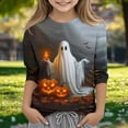 thumbnail image 6 of WAVSUF Kids Girls Halloween Shirt, Round Neck 3/4 Sleeve Cute Print Fall Casual Top Orange 9, 6 of 6