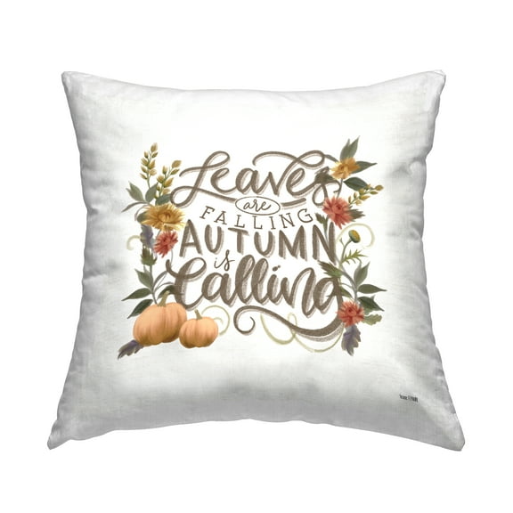 Stupell Industries Leaves Falling Autumn Calling Phrase Printed Throw Pillow Design by House Fenway