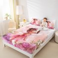 thumbnail image 4 of Manfei Cute Cartoon Elf Full Size Sheets,Chic Flower Floral Bed Sheets,Pink Purple White Sheet Sets For Girls,Breathable Home Decor,4-Piece, 4 of 7