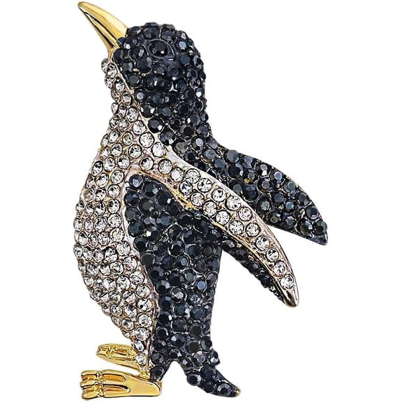 Rhinestone Penguin Brooch Pin for Women Crystal Bird Animal Lapel Shawl Pins Sweater Hat Jacket Dress Suit Backpack Clothes Accessories Brooches Cute Jewelry