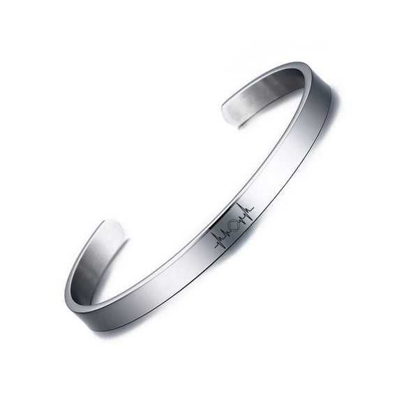 Sobriety Gift Stainless Steel Cuff Bangle Addiction Recovery NA Sober Bracelet Alcoholics Anonymous Inspirational Soberness Anniversary Jewelry for Men Women, Silver