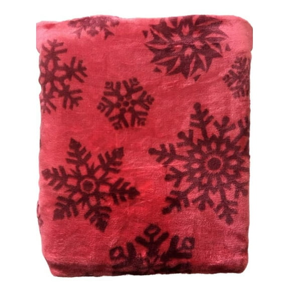 Truly Soft Plush Microfleece Deep Pink Snowflake Dream Throw Blanket