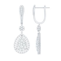Rosec Jewels Certified Moissanite Drop Earrings, Wedding Earrings for Bride, 10K White Gold