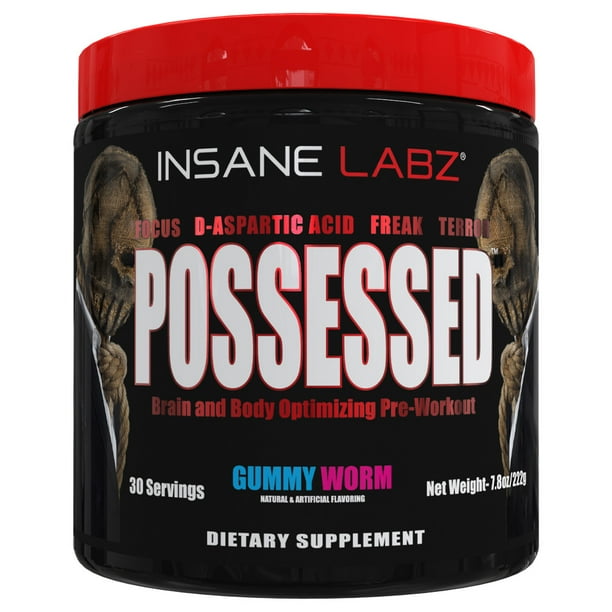 Insane Labz Possessed Low Stimulant Testosterone Boosting Pre Workout Powder Creatine D Aspartic Acid 30 Servings Gummy Worm Walmart Com Walmart Com