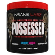 Insane Labz Possessed Low Stimulant Testosterone Boosting Pre Workout Powder - Creatine - D Aspartic Acid - 30 Servings - Gummy Worm
