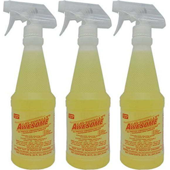 LAs Totally Awesome All Purpose Cleaner, Degreaser Spot Remover - 3 Bottles of 20 fl oz Each Yellow