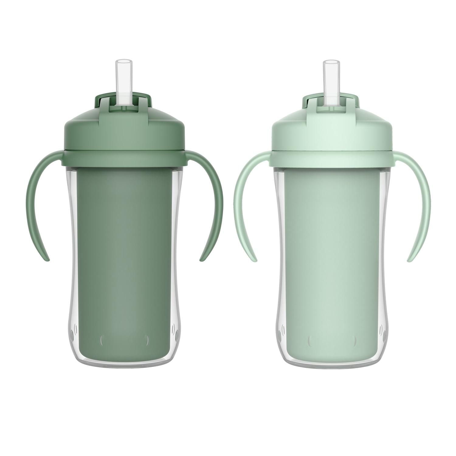 Parent’s Choice Insulated Sippy Cup with Straw and Handles, 300 mL, 2 pack, 12m+,Green, 12 months+, 300 mL, 2 pack, Green