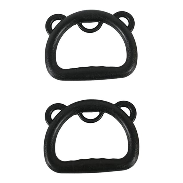 Almencla 2 Pieces Gymnastics Rings Lightweight Sturdy Fitness Pull up Nonslip Handles Black