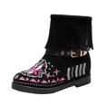 thumbnail image 1 of NECHOLOGY Botas Mujer Adulto Femenino Zapatos Botines de mujer Botines de mujer Moda Retro Borla Botas de estilo nacional Comercio exterior comodidad Punta redonda Tacón cuadrado (Black, 8.5), 1 of 6