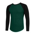 thumbnail image 3 of Huankd Men's Long Sleeve Shirt Fall Crewneck Color Block Loose Fit T Shirts Casual Pullover Tees Green 3XL, 3 of 5