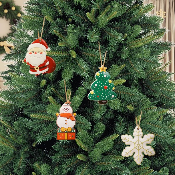 ¡Precios Increíbles!, Colgante pequeño de resina navideña, colgante de Papá Noel con forma de copo de nieve, adorno para árbol de Navidad Akmoler
