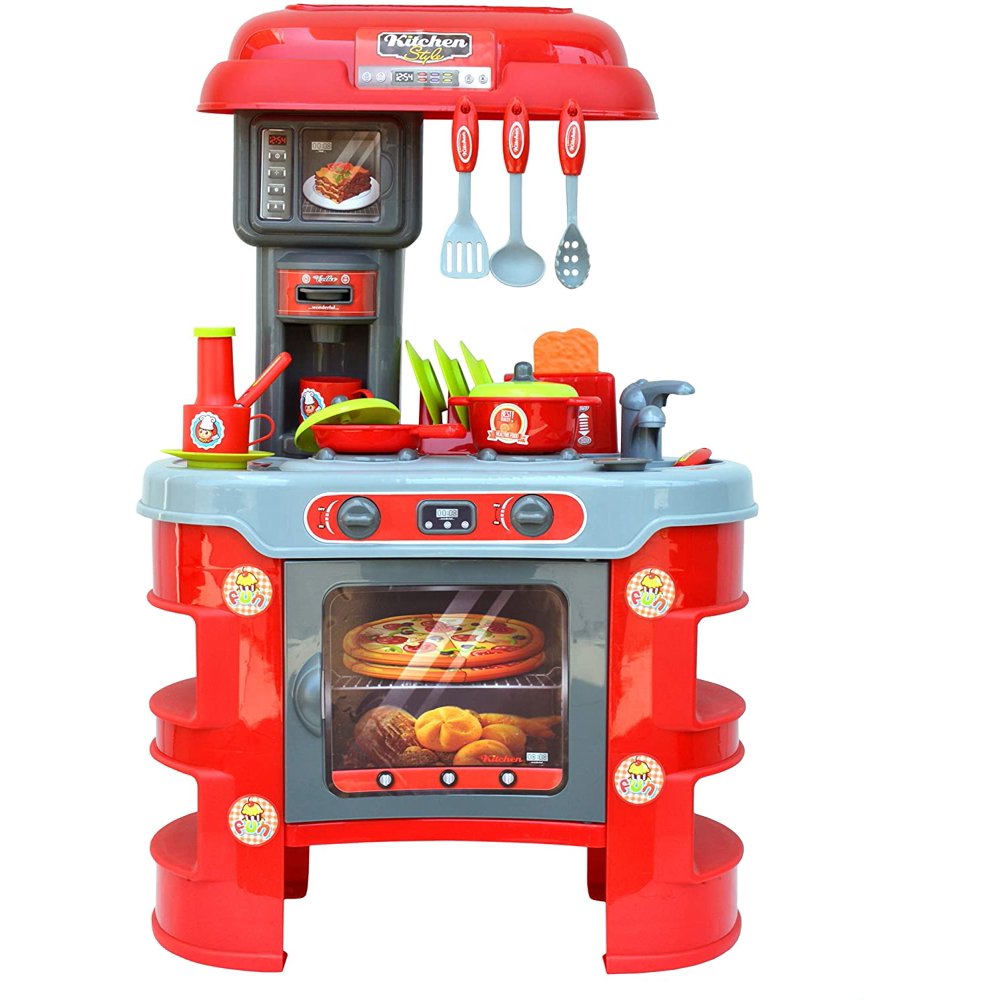 Kids Play Kitchen Chef Toy Cooking Counter Top Playset For Children