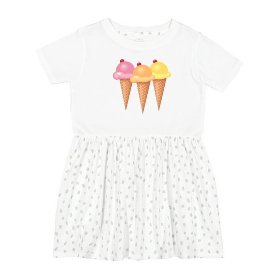 Inktastic 3 Scoops of Ice Cream Girls Toddler Dress