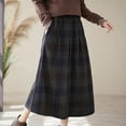 thumbnail image 7 of THDHVS Plaid Skirt,Skirts for Women,Women's Fall Winter High Waiste Wool Plaid A-line Long Skirt Blue XL, 7 of 7
