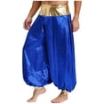 thumbnail image 3 of Eandarui Men's Arabian Prince Costume Harem Pants Lantern Long Pants Carnival Party Pants Royal Blue S, 3 of 6