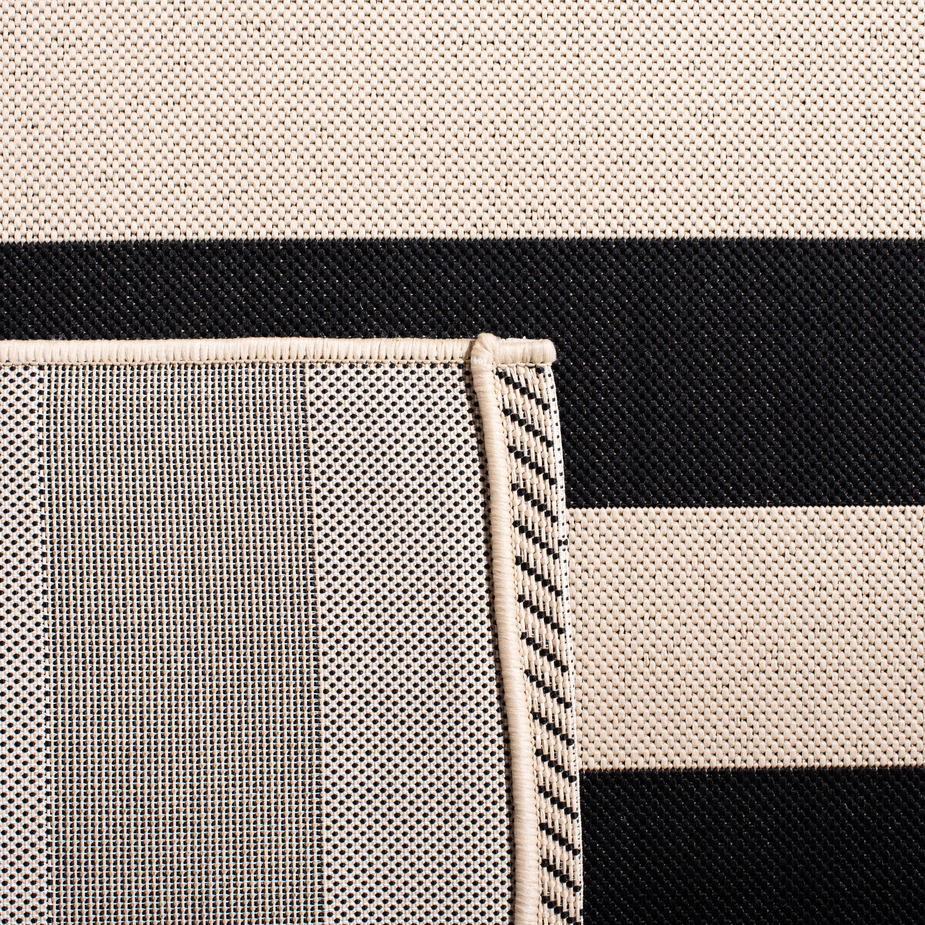 Safavieh Courtyard Ermintrude Striped Indoor/Outdoor Area Rug, Beige/Black, 7'10" x 7'10" Square